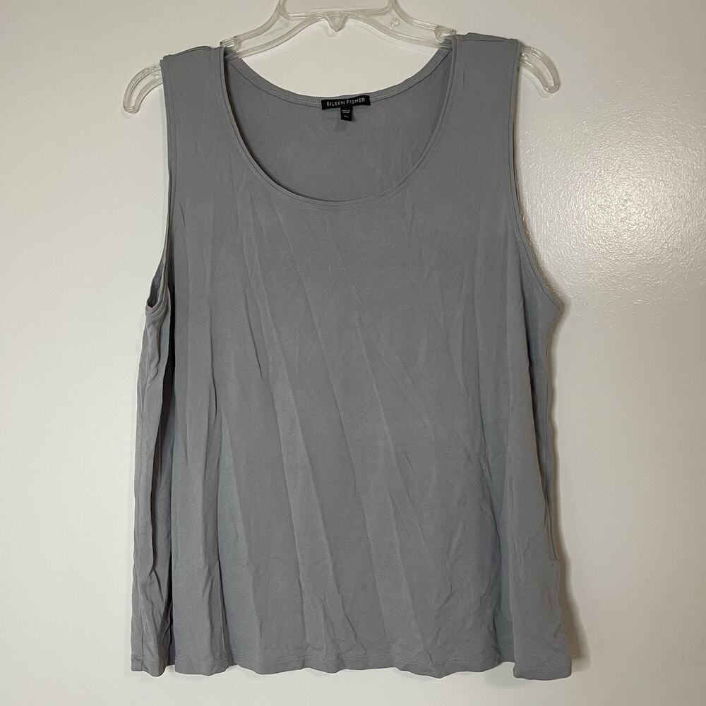 EILEEN FISHER Gray scoop neck silk shell tank blouse top size XL